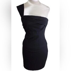 Black Halo Jackie One Shoulder Black Dress Sz 4